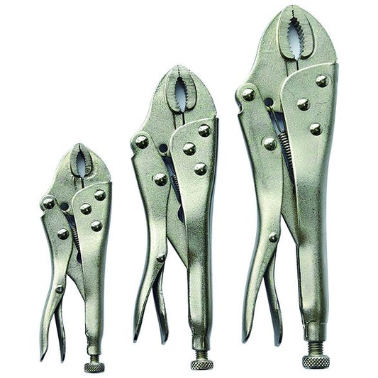 3 Pieces Curved Jaw Locking Plier Set
