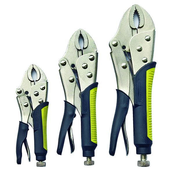 3 Pieces Curved Jaw Locking Plier Set