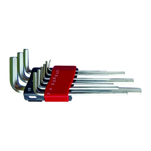 9 Pieces CRV Long Reach Hex Key Set